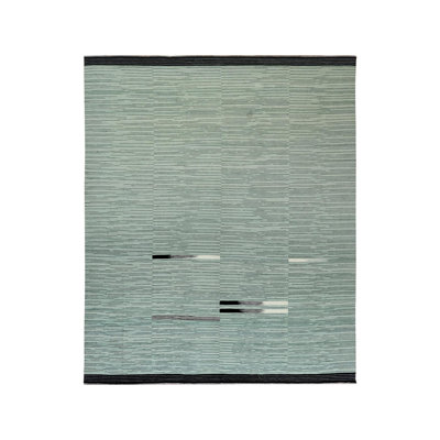 12'6" x 15'0" New Hand Woven Green Wool Rectangle Oriental Rug - MOA10260034