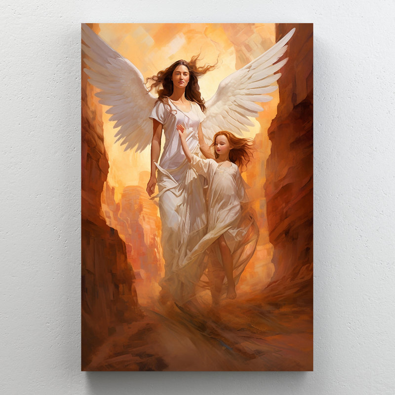 «Angel Mother And Daughter», reproduction d'art rectangulaire sur toile tendue 1 pièce, H 36 po x l 24 po x P 1,25 po