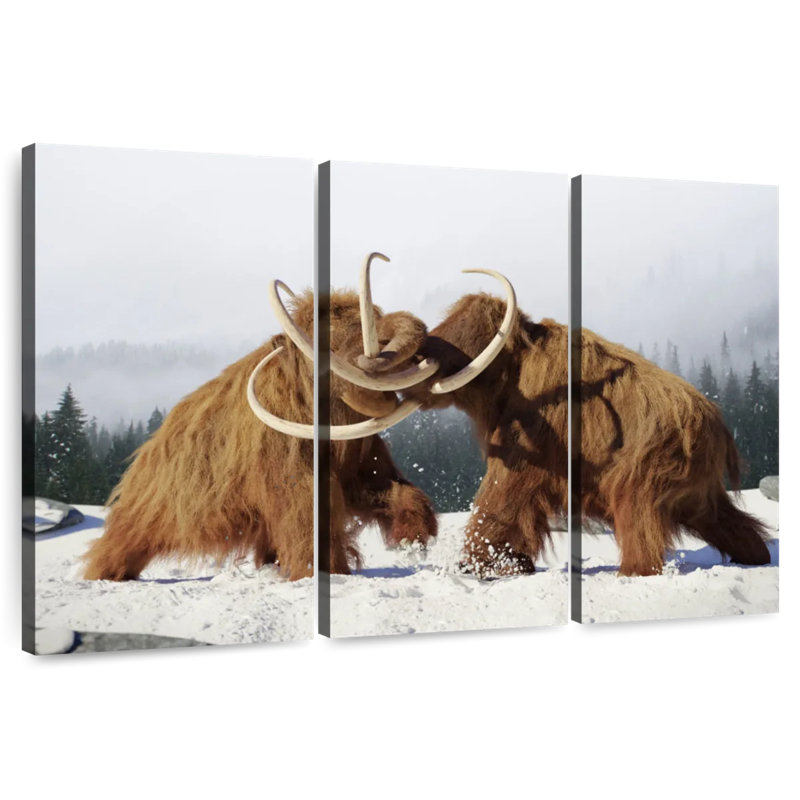 Fighting Woolly Mammoths, 42" H x 65" W