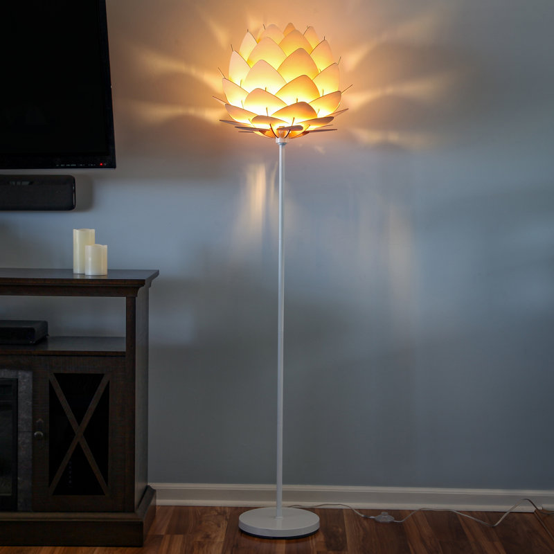 Lampe sur pied à DEL écoénergétique à 1 lumière Artichoke 66 po avec abat-jour en bois Artichoke