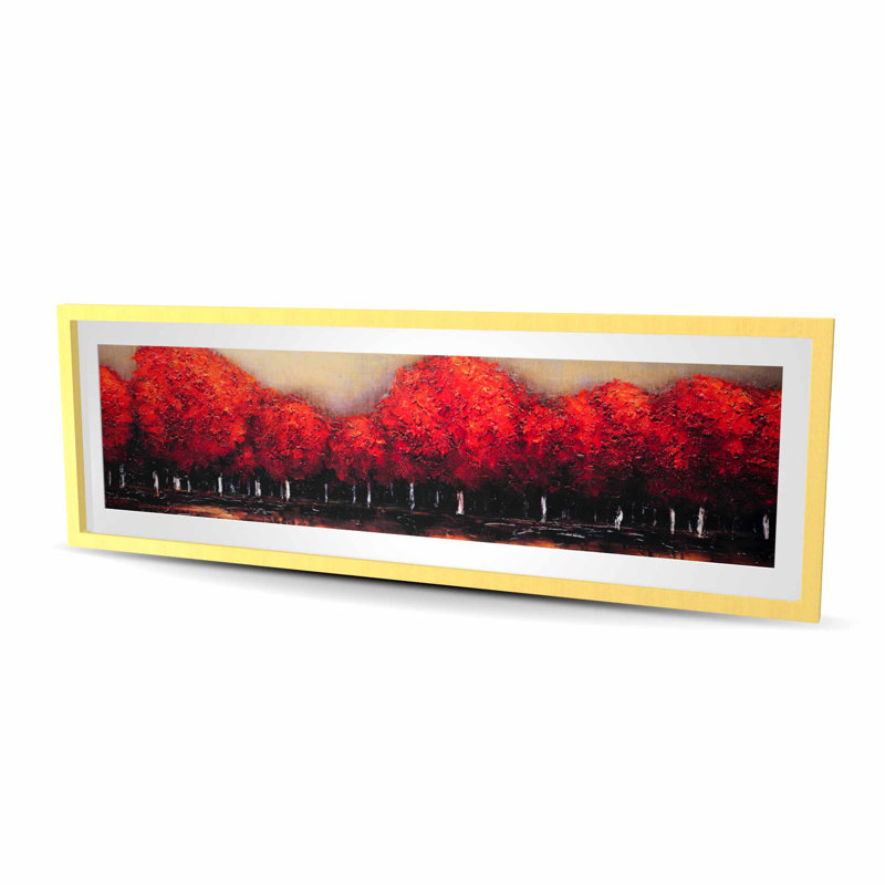 «Red Trees», reproduction encadrée avec passe-partout | Paysage, décoration intérieure