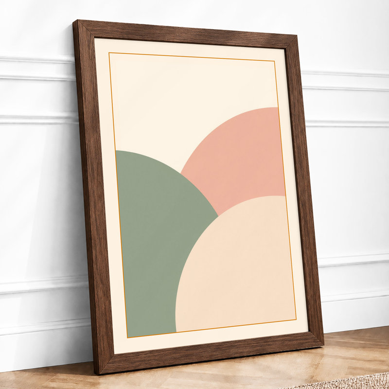 Soft Geometric Curves Minimalist - Print, A2 - 59.4 x 42.0 cm, Walnut