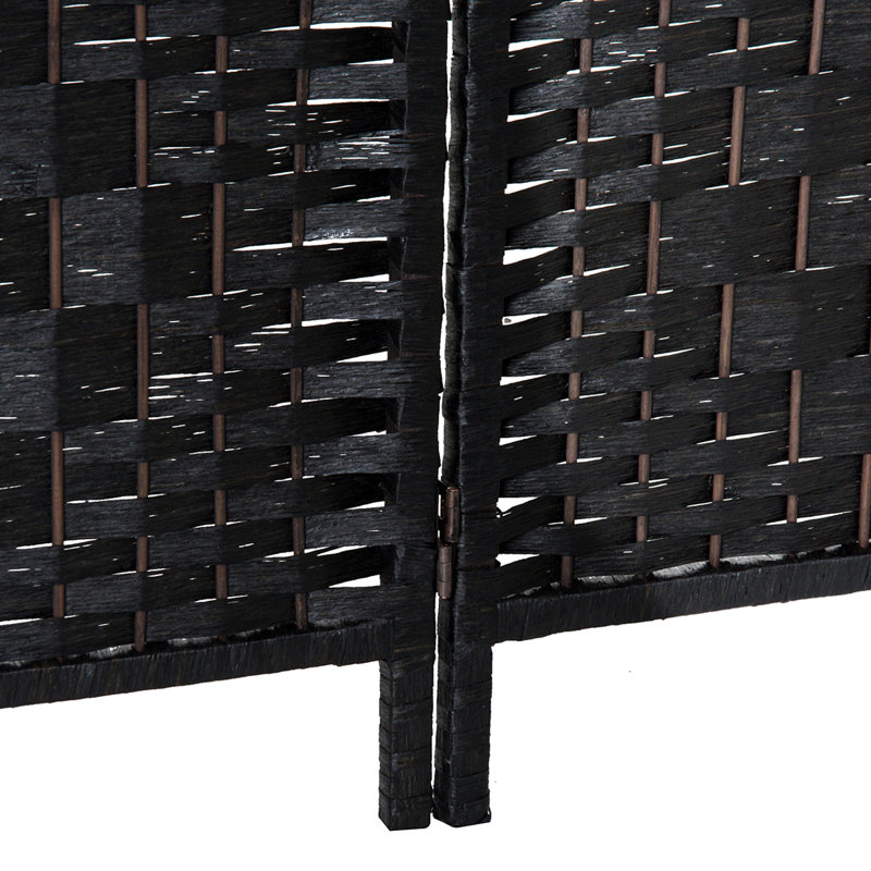 Écran d'intimité 6 pi de hauteur en noir. Élégant paravent pour vestibules, 4 panneaux, charnière pratique, écran noir peu encombrant. Gériatrie, avec un design élégant et portable