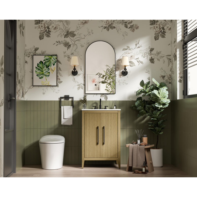 24 Inch Single Bathroom Vanity, Honey Brown