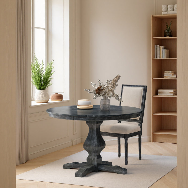 Table de salle à manger ronde, Gris anthracite, H 30 po x L 47 po x l 47 po