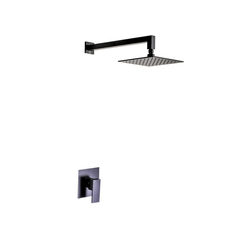 Devon 1-Way Pressure Balance Trim Complete Shower Set - Wall Mount - 8" Brass/Matt Black