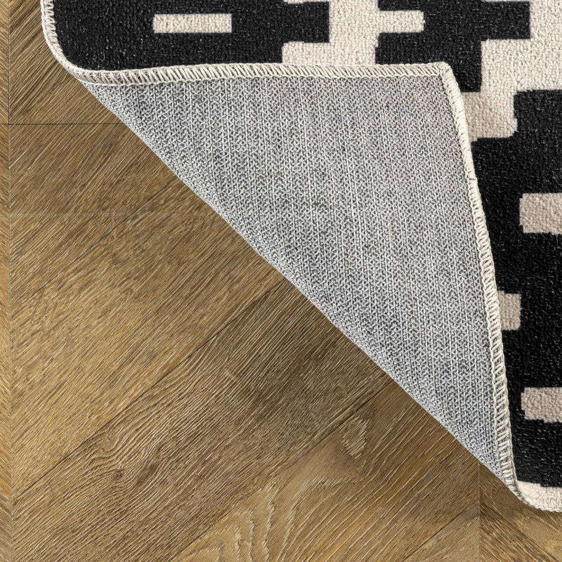 Tapis noir lavable à la machine, Rectangle 4 pi x 6 pi