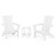 Modern 3-Piece Curveback Adirondack Set with Long Island 18" Side Table