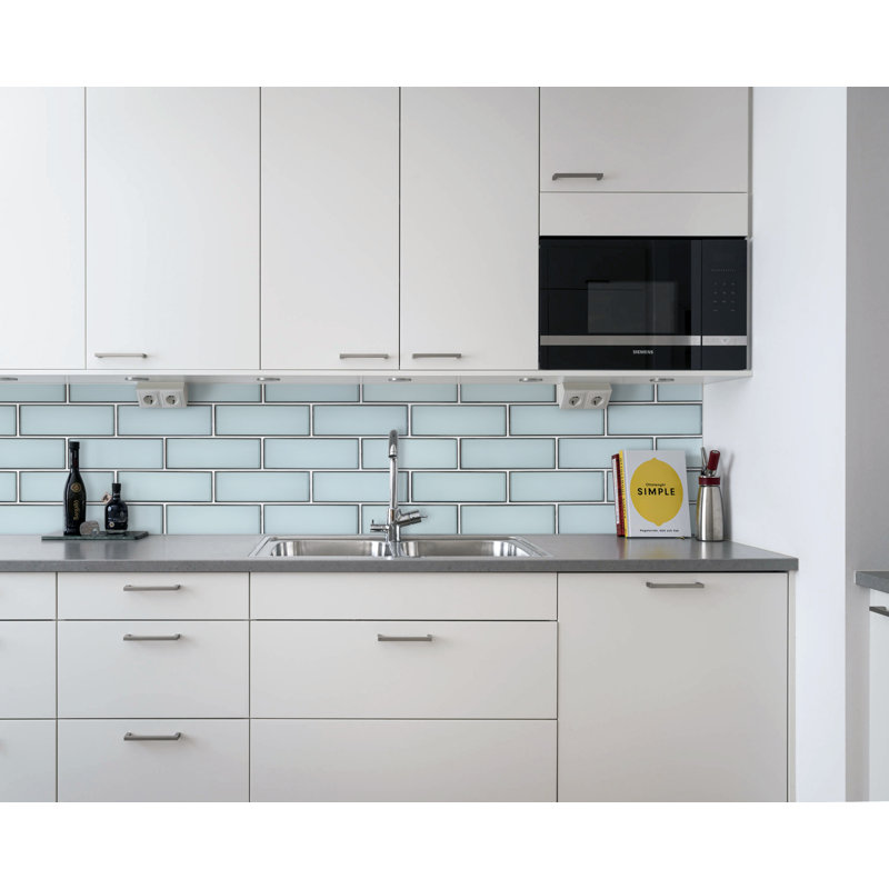 Artista 3" x 9" Glass Subway Tile, Baby Blue