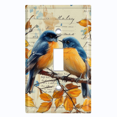 Metal Light Switch Plate Cover; US Standard Size 1 Toggle - Birds on Branch
