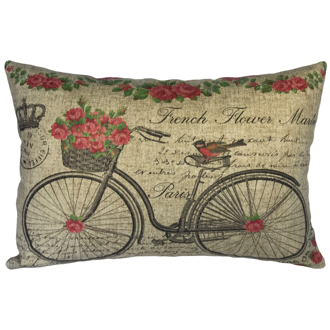  French Flower Market Linen Lumbar Pillow TheWatsonShop
