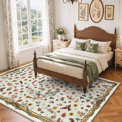 Tapis lavables, tapis de chambre à coucher Boho Soft, tapis d'intérieur à faible épaisseur antidérapant