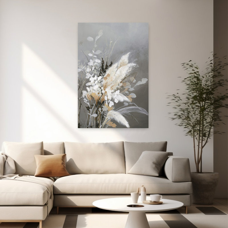 Feuilles lumineuses 2, art contemporain abstrait, H 60 po x l 40 po