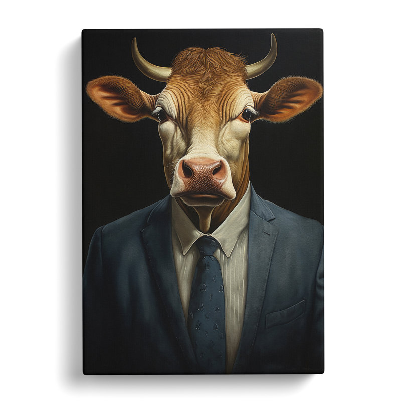 Cow In A Suit No.3 - No Frame Print, 76cm H x 50cm W x 3cm D