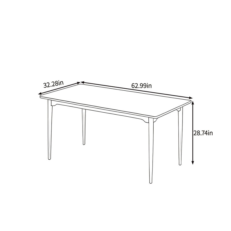 Table à manger classique en bois massif, Burlywood, H 28,74 po x L 62,99 po x l 32,28 po