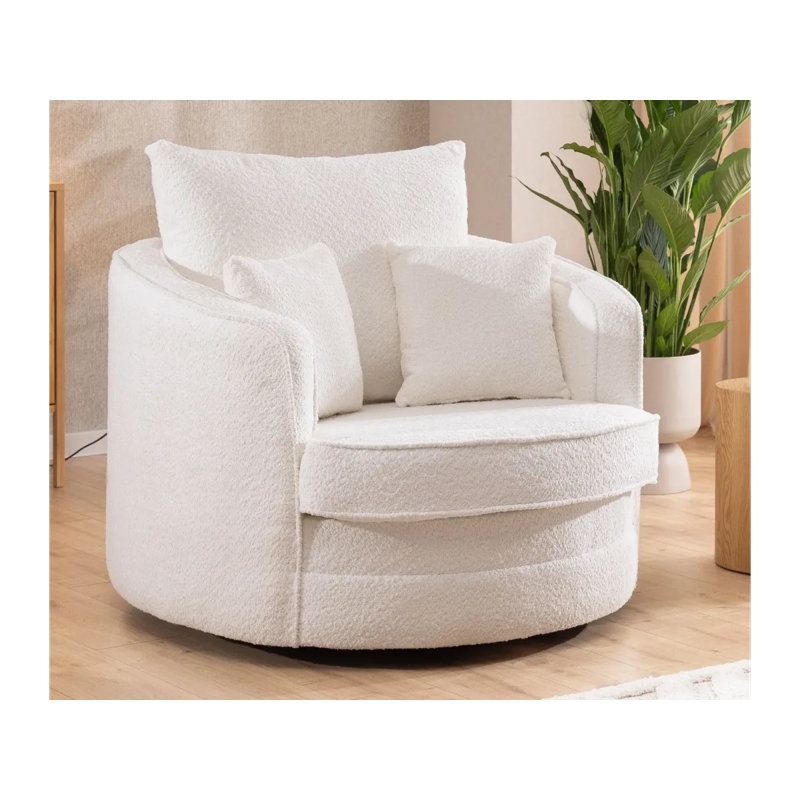 Ted I Upholstered Swivel Armchair, White