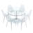 Modern 7-Piece Round Glass Dining Table Set, 40" Tempered Glass Table with 6 Clear Acrylic Chairs and Chrome Pedestal Base-2118122837-2118122836