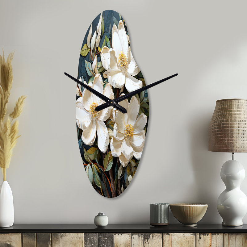 Novakova - Grande horloge murale 3D Magnolias, Moyenne