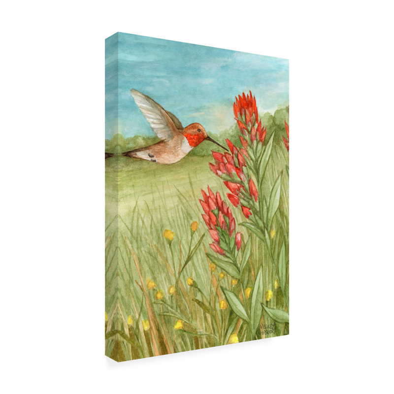 Art sur toile Colibri avec Colibri, H 12 po x l 19 po