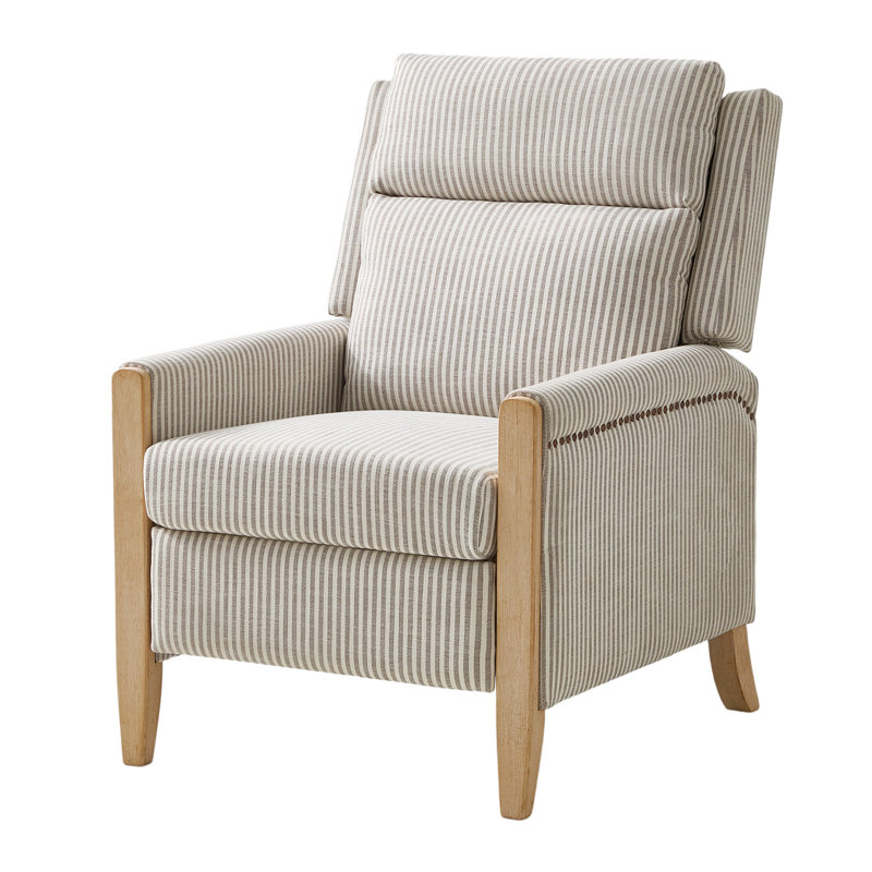 Terren 28.74" Wide Upholstered Push Back Recliner, Gray Narrow Striped