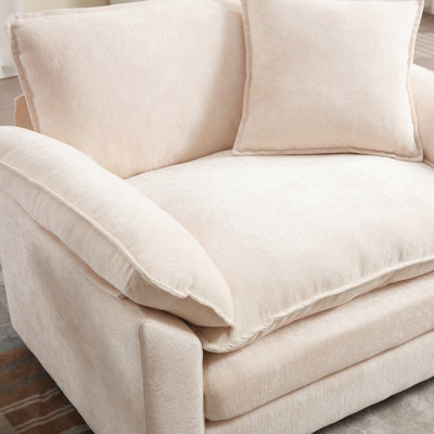 Modern Chenille Accent Chair with Ottoman Set