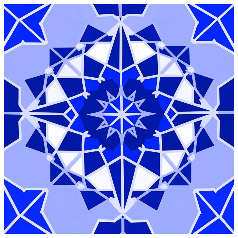 Blue Geometric Mandala Double Sided Throw Pillows, 20 x 20 inches
