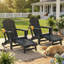 Chaise pliante Adirondack, ensemble de 2, foyer d'extérieur en PEHD avec porte-gobelet-1860041803