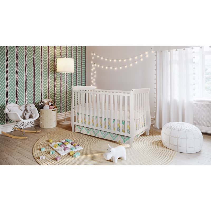 Naomi White 4-in-1 Convertible Crib with Toddler Guardrail