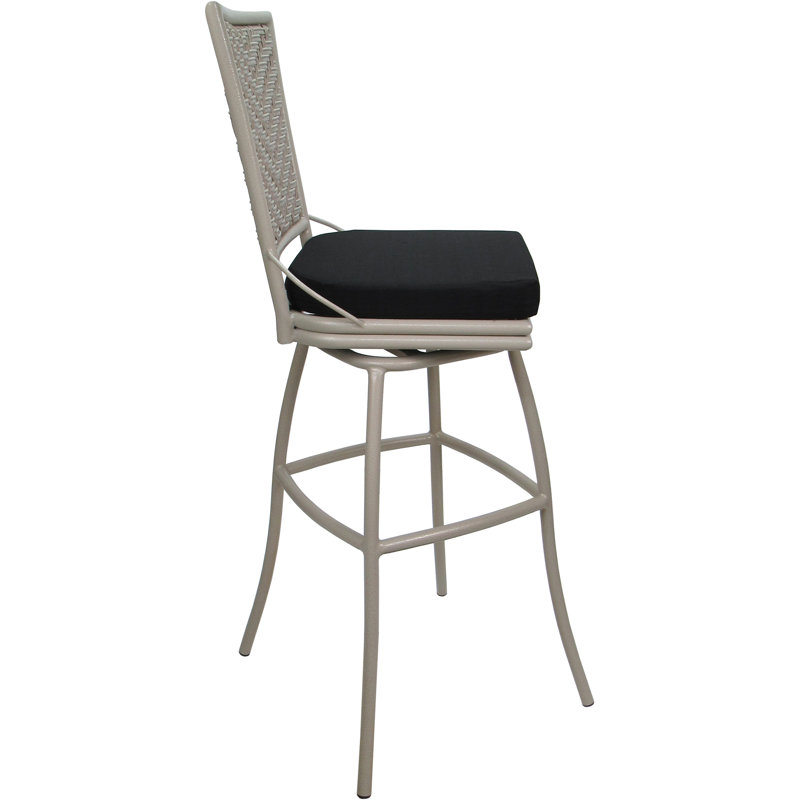 Tabouret de bar d'extérieur d'extérieur très haut 34 po sans accoudoirs, Beige, Black