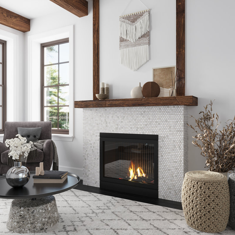 12.3" x 11.3" Natural Stone Mosaic Sheet Wall & Floor Tile, White/Gray