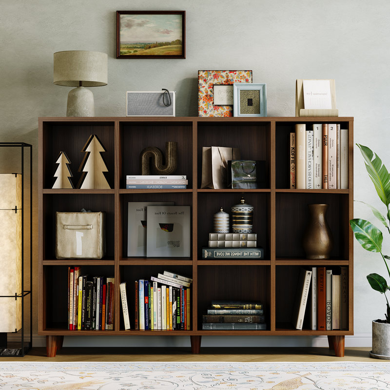 Bibliothèque cubique, étagère de rangement pour 12 cubes, bibliothèque ouverte autoportante, organisateur de vitrine avec base, pour salon, chambre à coucher, bureau à domicile