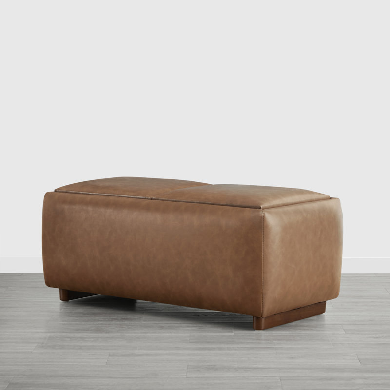 Arika 37'' Wide Rectangle Upholstered Storage Ottoman, Brown