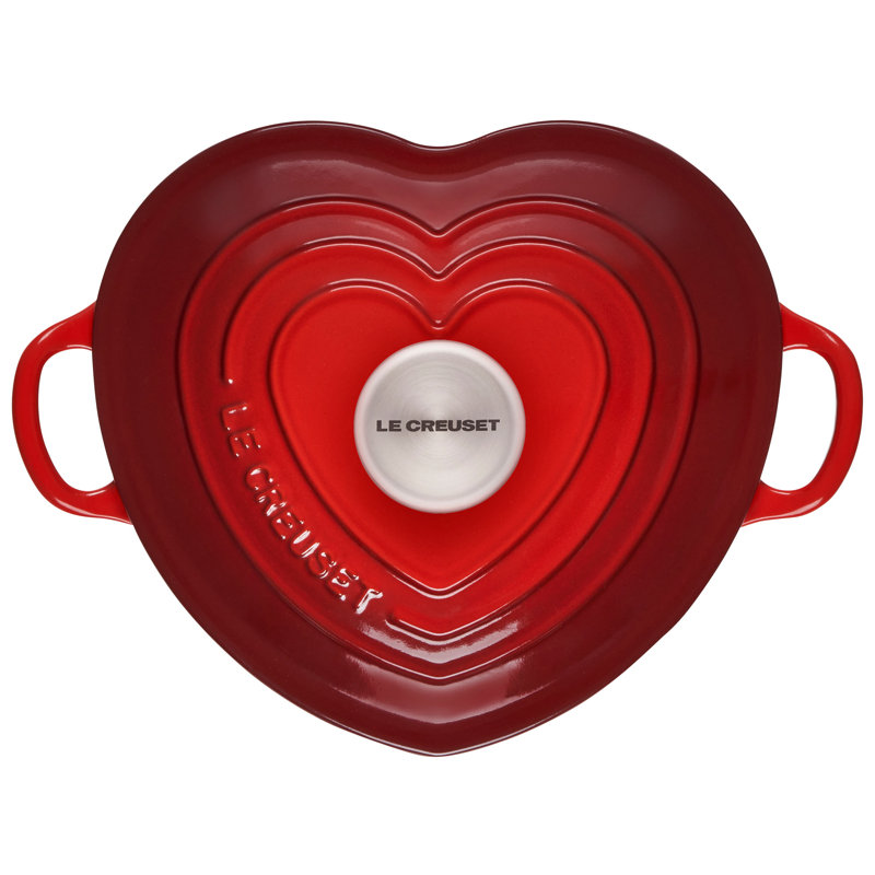 Le Creuset Enameled Cast Iron L'Amour Collection 2 Qt Heart Sheped Dutch Oven with Lid, Cerise