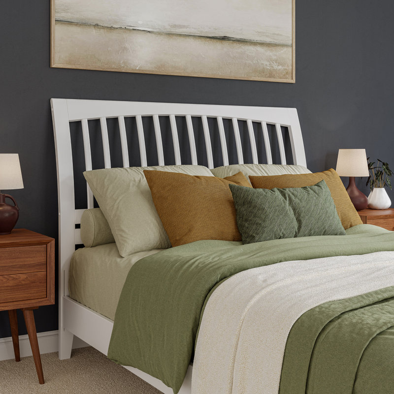 Lit plateforme en bois massif avec pied de lit assorti Orleans, Grand, Blanc