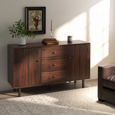 Sideboard Buffet Cabinet, Kitchen Cabinet With 2 Cupboards, 3 Drawers And Adjustable Shelves, Coffee Bar Cabinet For Living Room, Entryway by George Oliver
