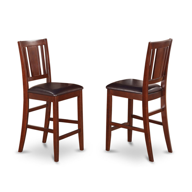 5 Piece Counter Height Pub Set Includes a Rectangle Dining Table and 4 Faux Leather Dining Room Chairs, Mahogany