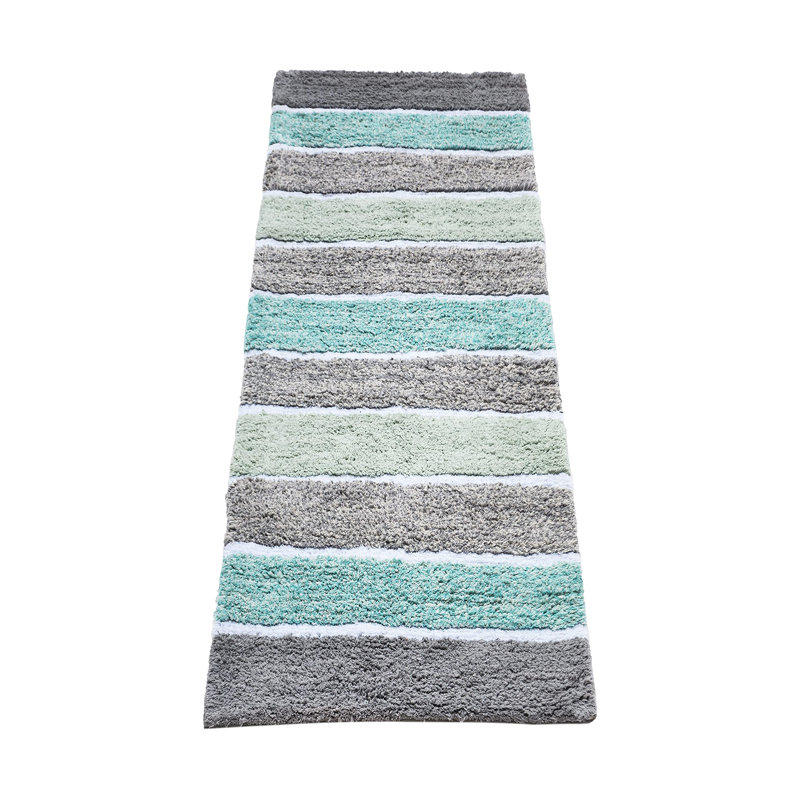 Tapis pour salle de bain Cervantez, Vert menthe / gris, L 24 po x L 60 po
