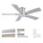 Modern 46" Indoor Brushed Nickel Flush Mount Ceiling Fan with Integrated LED, Remote and  5 Two-Tone Blades-1206328073-1202318298