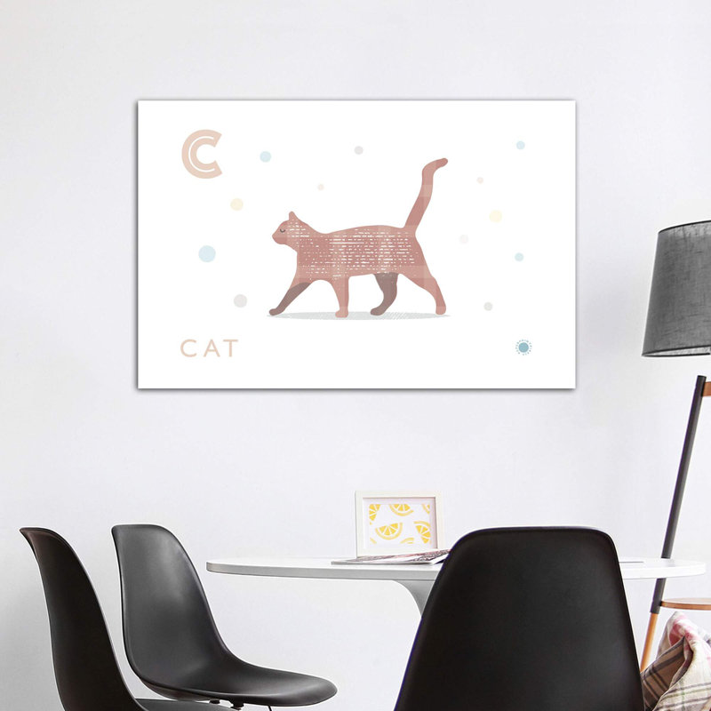 Chat - impression d'art graphique, H 40 po x l 60 po x 1,5 po, Pas de tapis, Toile tendue