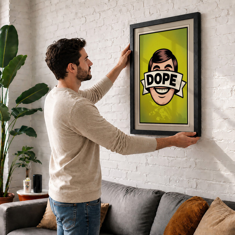 Dope Face Pop Art - Framed Print, Oak, A3 - 42.0 x 29.7 cm