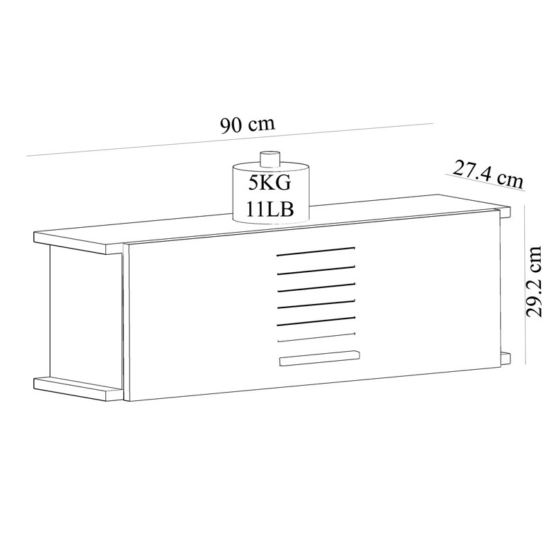 Tablette murale moderne, noyer et anthracite / blanc, panneau de particules recouvert de mélamine à 100%, épaisseur: 0,7 pouce | Capacité de poids maximale: 11 lb
