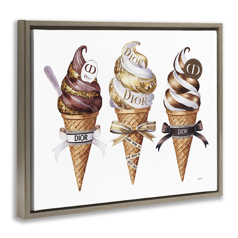 Cadre flottant Sweet Glam Ice Cream, design par Amanda Greenwood, H 25 po x l 31 po, Cadre flottant orme Montalcino