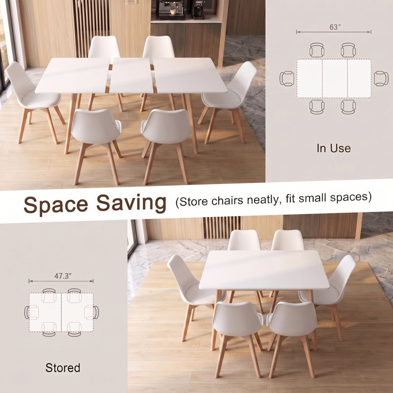 Extendable Dining Set, White