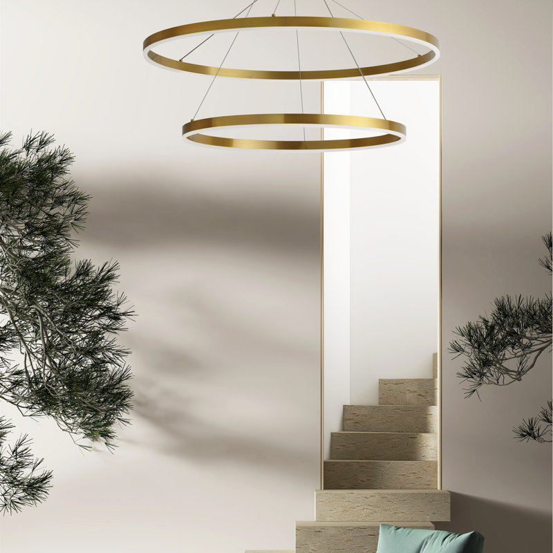 - Light LED Pendant, Aged Brass