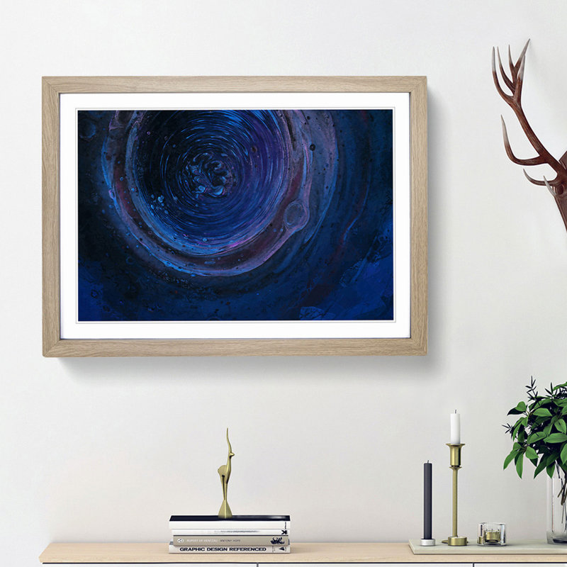 Harmony of the Night in Abstract - Picture Frame Painting Print, Oak Framed, 62cm H x 87cm W x 2cm D