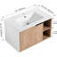 Meuble-lavabo de 30 po avec lavabo en céramique. Fixé au mur. Porte à fermeture en douceur. Apparence moderne en chêne imitation. Contreplaqué 30 po. Aspect chêne. Base