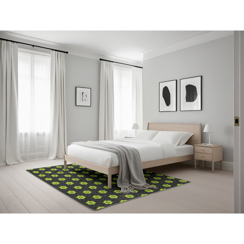 Tapis vert tissé à la machine, Rectangle 5 pi x 7 pi
