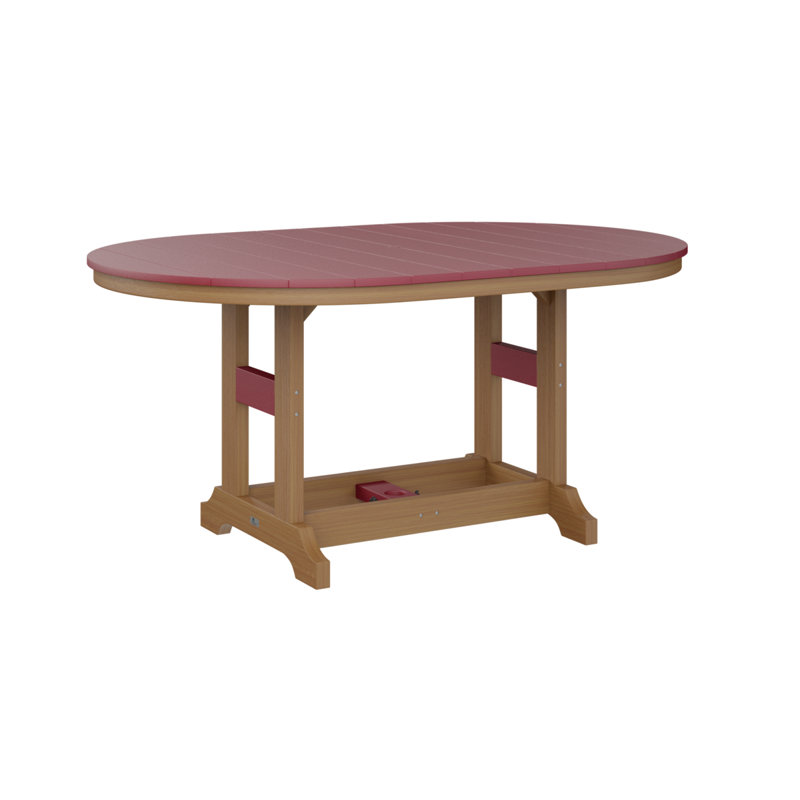 Table de salle à manger Berlin Classic, Rouge écarlate, Teck naturel