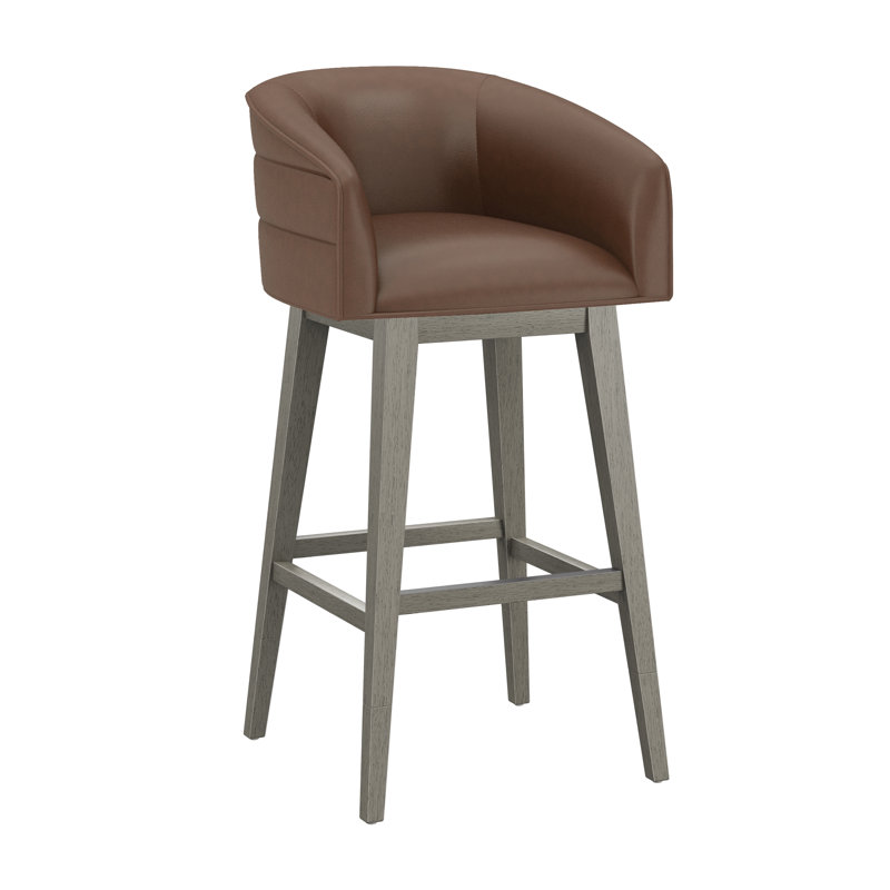 Tabouret pivotant en bois Cleland, Grey, Brown
