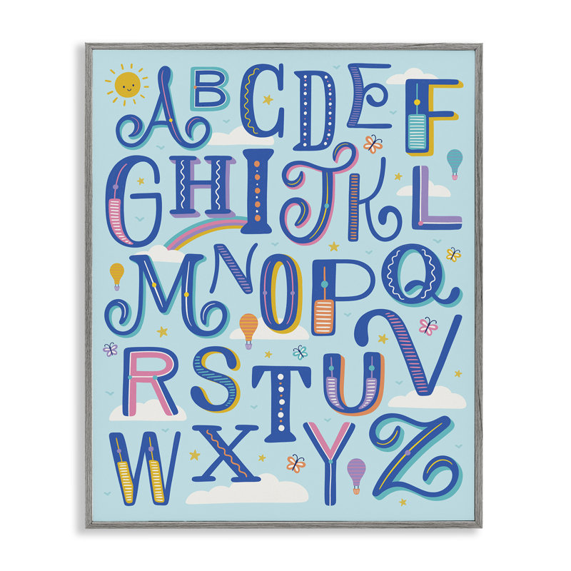 «Alphabet Letters in Sky», art de la giclée encadrée, design par Jalynn Heerdt, 20" H x 16" W, Estampe numérique Farmhouse
